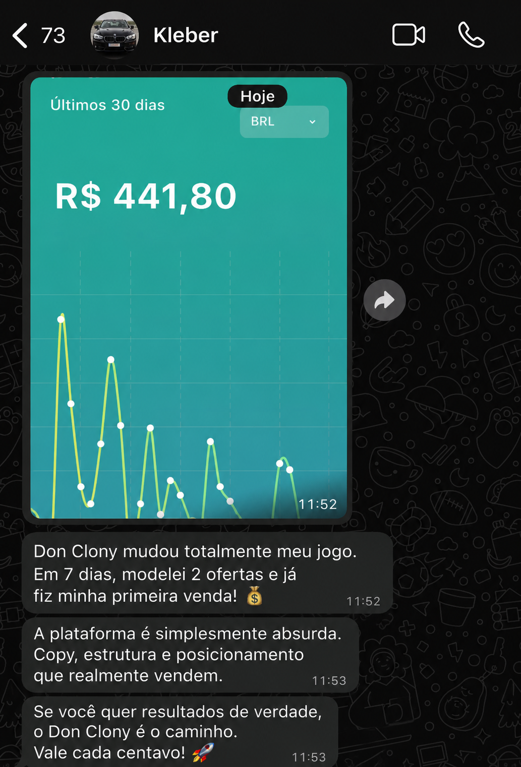 Depoimento de Kleber sobre vendas usando DonClony